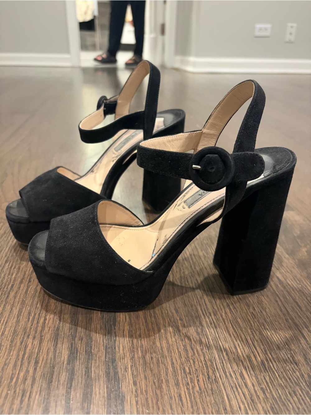 Prada Black Suede Heels